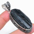 thumbnail image 2 of Black Tourmaline Gemstone Handmade 925 Sterling Silver Jewelry Pendant 2.17" AH-881, 2 of 2