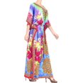 thumbnail image 4 of LA LEELA Women's African Beach Maxi Ethnic Print Caftan Casual Long Slit Dress Loungewear Dashiki Dresses for Women 2X-3X Lapis, Jewels, 4 of 4