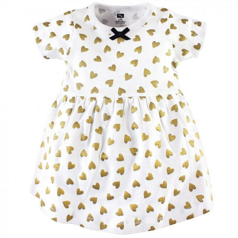 Hudson Baby Cotton Dresses Black Gold Heart 9 12 Months