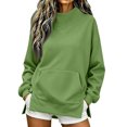 thumbnail image 2 of Dwellite Women's Oversized Sweatshirts Turtleneck Fleece Pullover Tops Long Sleeve Loose Fall Fashion Shirts Mint Green S, 2 of 8