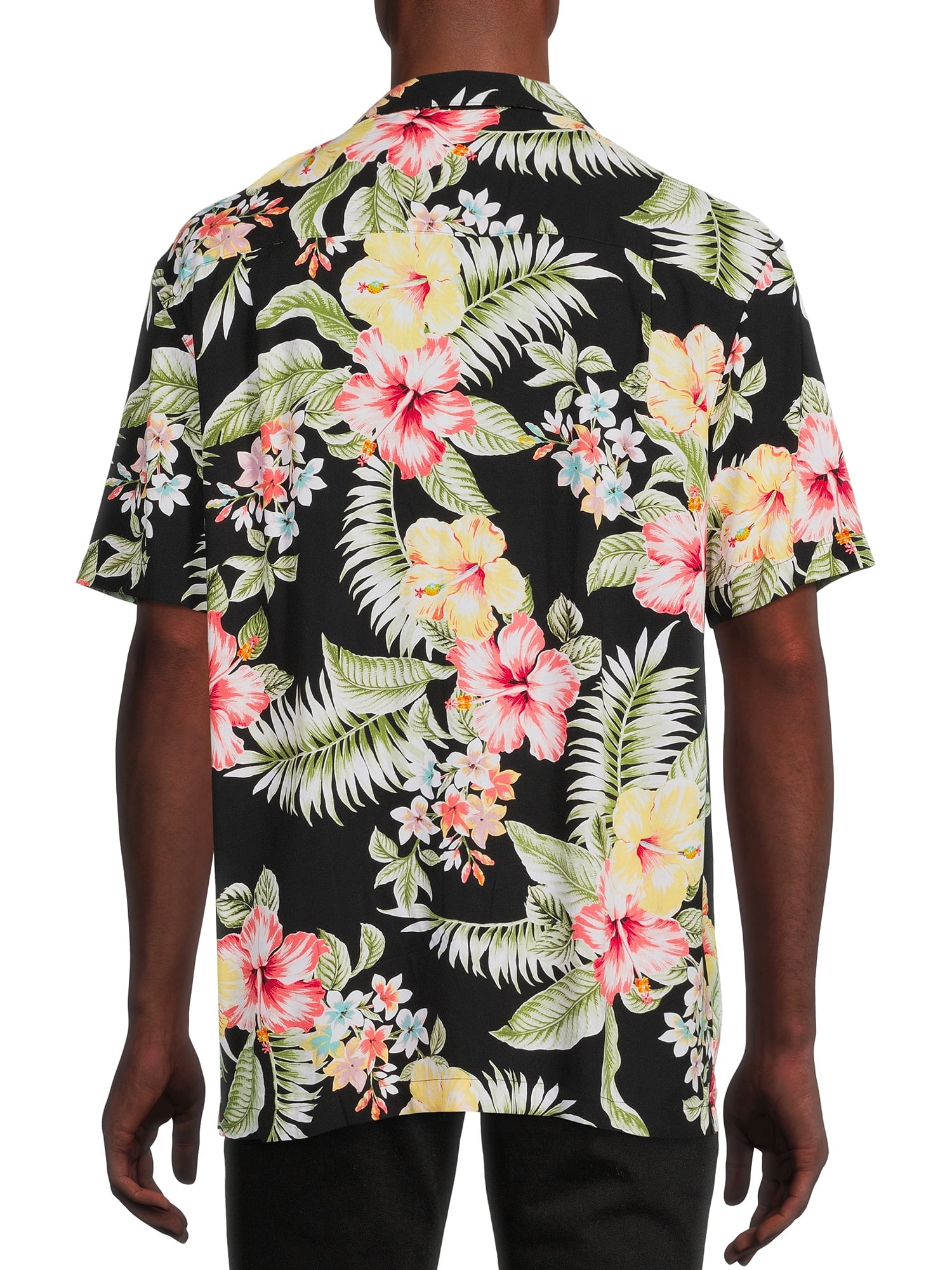 George Men's Printed Button Front Shirt with Short Sleeves