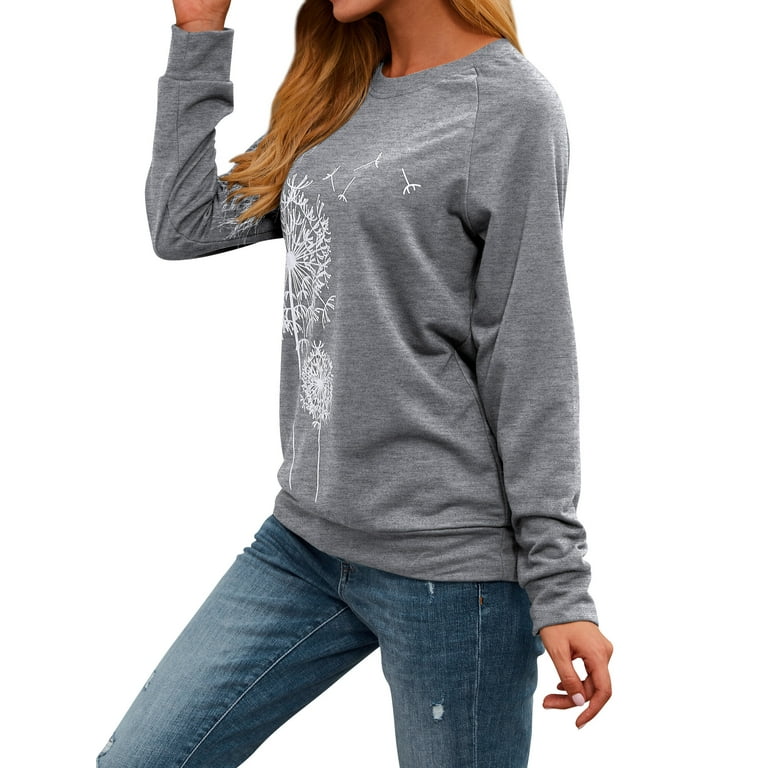 ZXSXSY Womens Dandelion Sweatshirts Casual Crewneck Pullover ZXSXSY Womens Dandelion Sweatshirts Casual Crewneck Pullover
