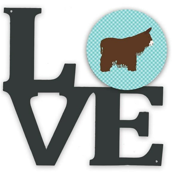 Poitou Poiteuin Donkey Blue Check Metal Wall Artwork LOVE