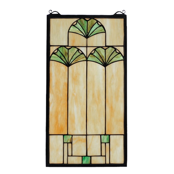Meyda Home Indoor Decorative Lighting Accessories 11""W X 20""H Ginkgo Stained Glass Window