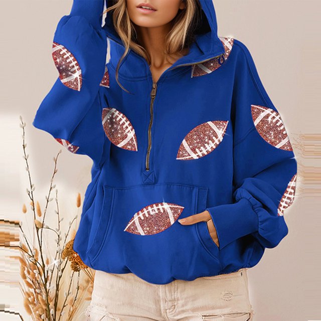 Sudadera de Rugby con lentejuelas a la moda para mujer ropa de calle informal holgada