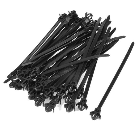 Unique Bargains 40 Pcs Flexible Black Nylon Auto Wire Push Cable Zip Ties Fastener 142mm Long