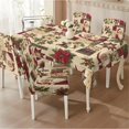HUIACONG Vintage Santa Patchwork Tablecloth and Chair Slipcovers Set of ...