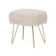 thumbnail image 1 of Ilios Innova | Taburete de tela tipo peluche color beige con patas metálicas doradas, asiento acolchado decorativo estilo glam minimalista para sala o recámara., 1 of 9