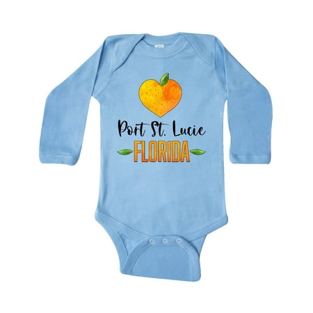 

Inktastic Port St Lucie Florida Orange in Heart Gift Baby Boy or Baby Girl Long Sleeve Bodysuit