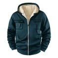 thumbnail image 1 of KeShDi Jacket Men's Fleece Solid Color Long-sleeve Hooded Pocket Drawstring Top Coat Navy 2X, 1 of 7
