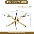 thumbnail image 4 of 35" Round Glass Coffee Table, 0.39" Tempered Glass Top and Polished Stainless Steel Cross Legs, Modern Style for Living Room, Lounge, 4 of 7
