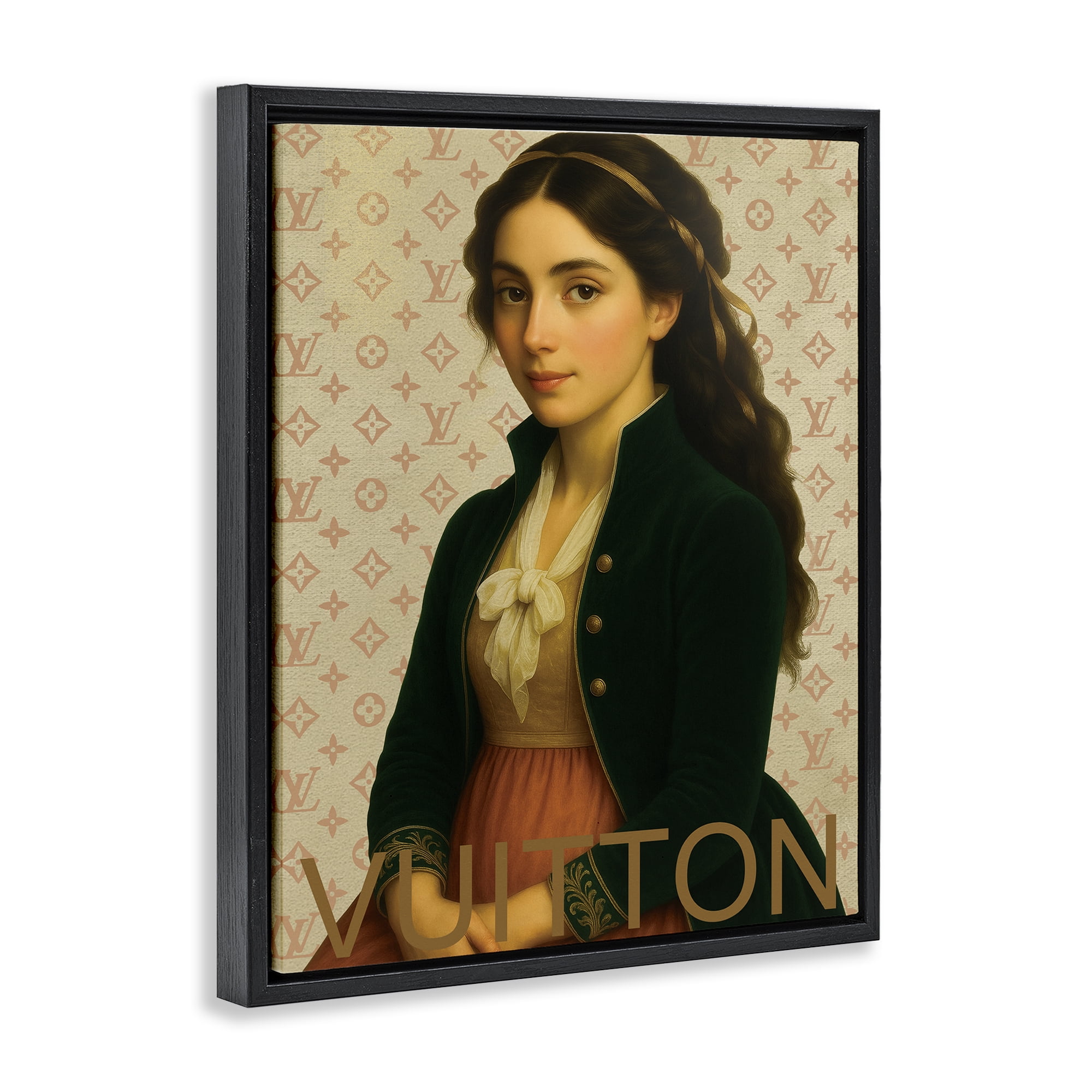 Stupell Industries Glam Gentlewoman in Spring Black Framed Floater Canvas Wall Art, design by Grotto Studios