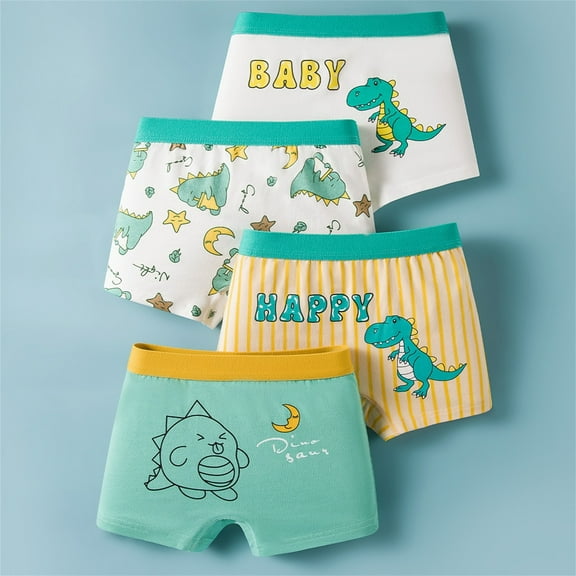 ATOGUTA Underwear for Boys Cotton Dinosaur Cute Toddler Boxer Briefs Shorts Underwear for Kids Boy 4 Pack, Size 3T-8