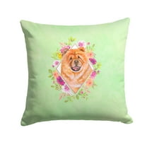 Carolines Treasures CK4291PW1414 Chow Chow 1 Green Flowers Fabric Decorative Pillow  14Hx14W multicolor