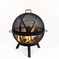 thumbnail image 4 of Deko Living 34 Inch Diameter Outdoor Steel Wood Burning Sphere Fire Pit with Screen Lid and Poker, 4 of 8
