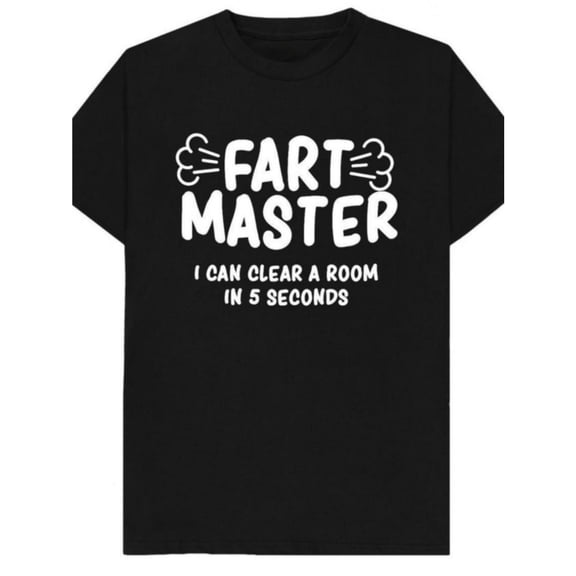 Men's 100% Cotton T-Shirt 180gsm - Funny "Fart Master I Can Clear a Room" Graphic T-Shirt, Black Comfortable Breathable Soft Tee, Gift for Men