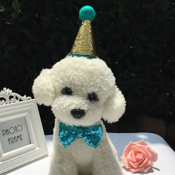 harmtty Christmas Pet Dog Cat Headwear Hat Bowtie Birthday Costume Party Decoration,Hat + Bow Tie
