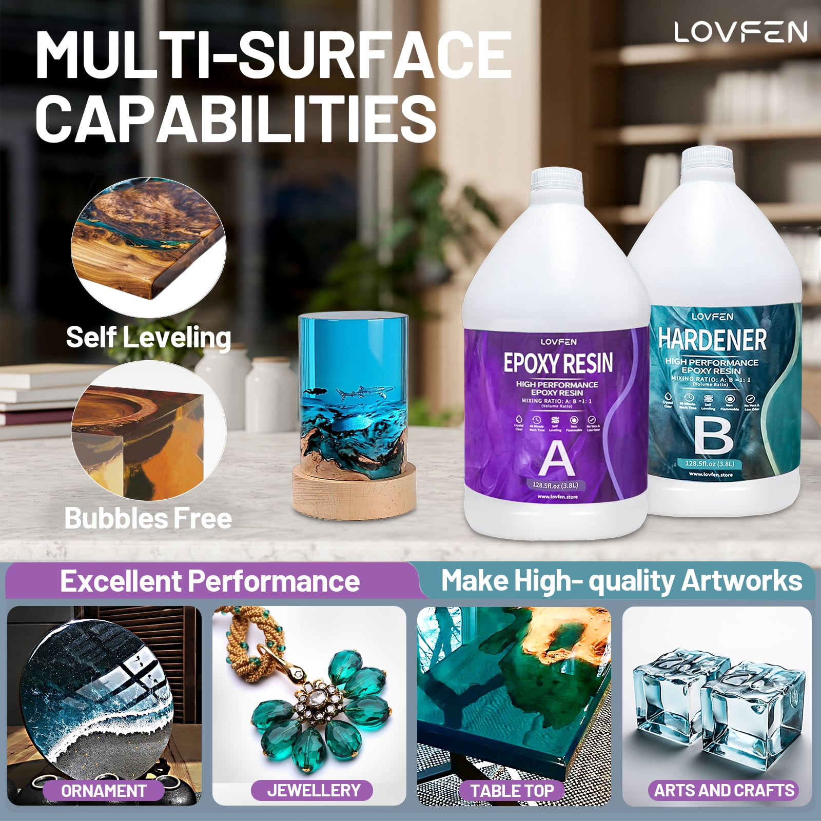 2 Gallon Epoxy Resin Art Resin for DIY,Jewelry,Tabletops,Crystal Clear,High-Performance Resin Epoxy