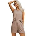 thumbnail image 2 of Women'S Summer 2 Piece Outfits Shorts Sets Matching Set Loungewear with Pockets Khaki S, 2 of 9
