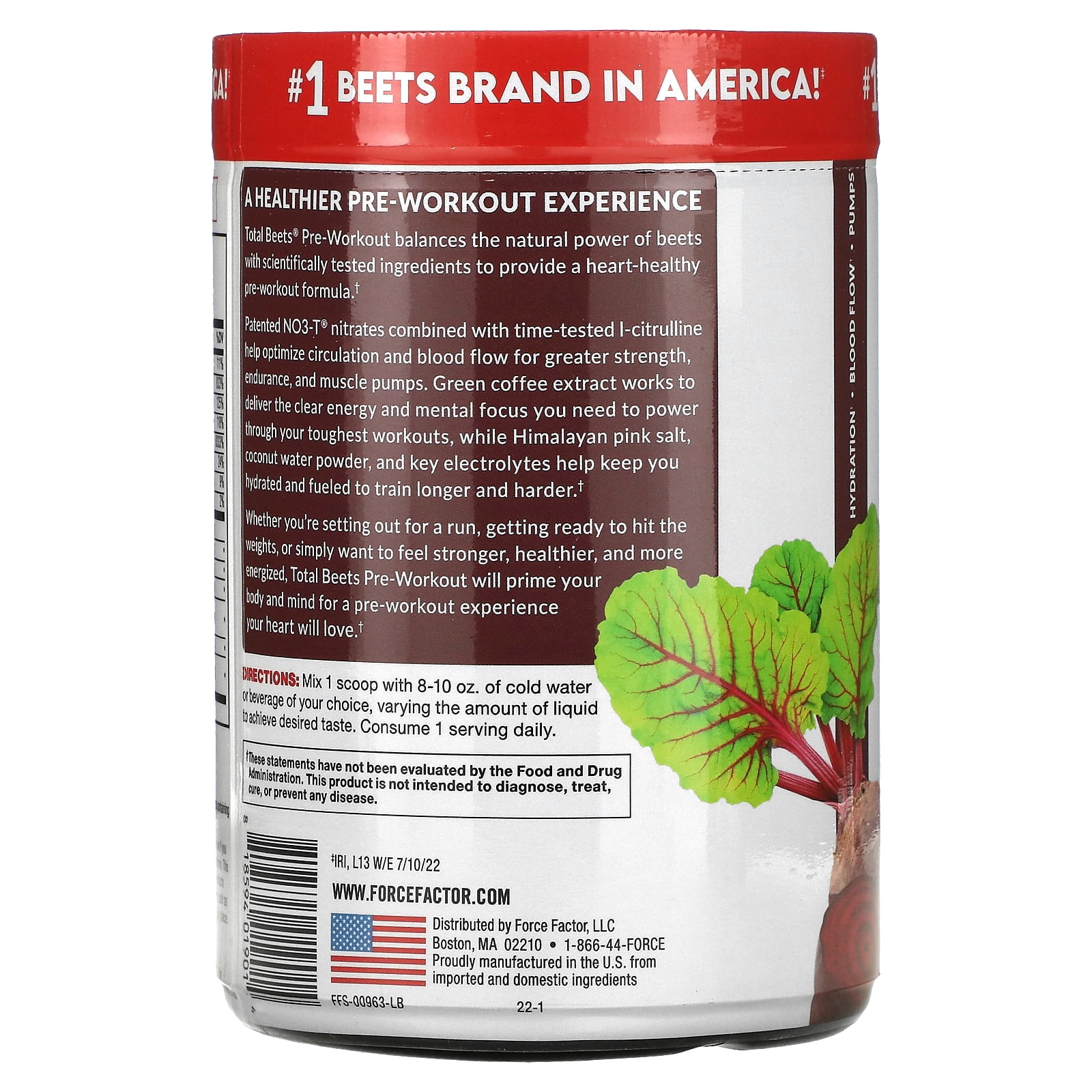 Force Factor Total Beets®, Pre-Workout, Watermelon, 12.5 oz (354 g)