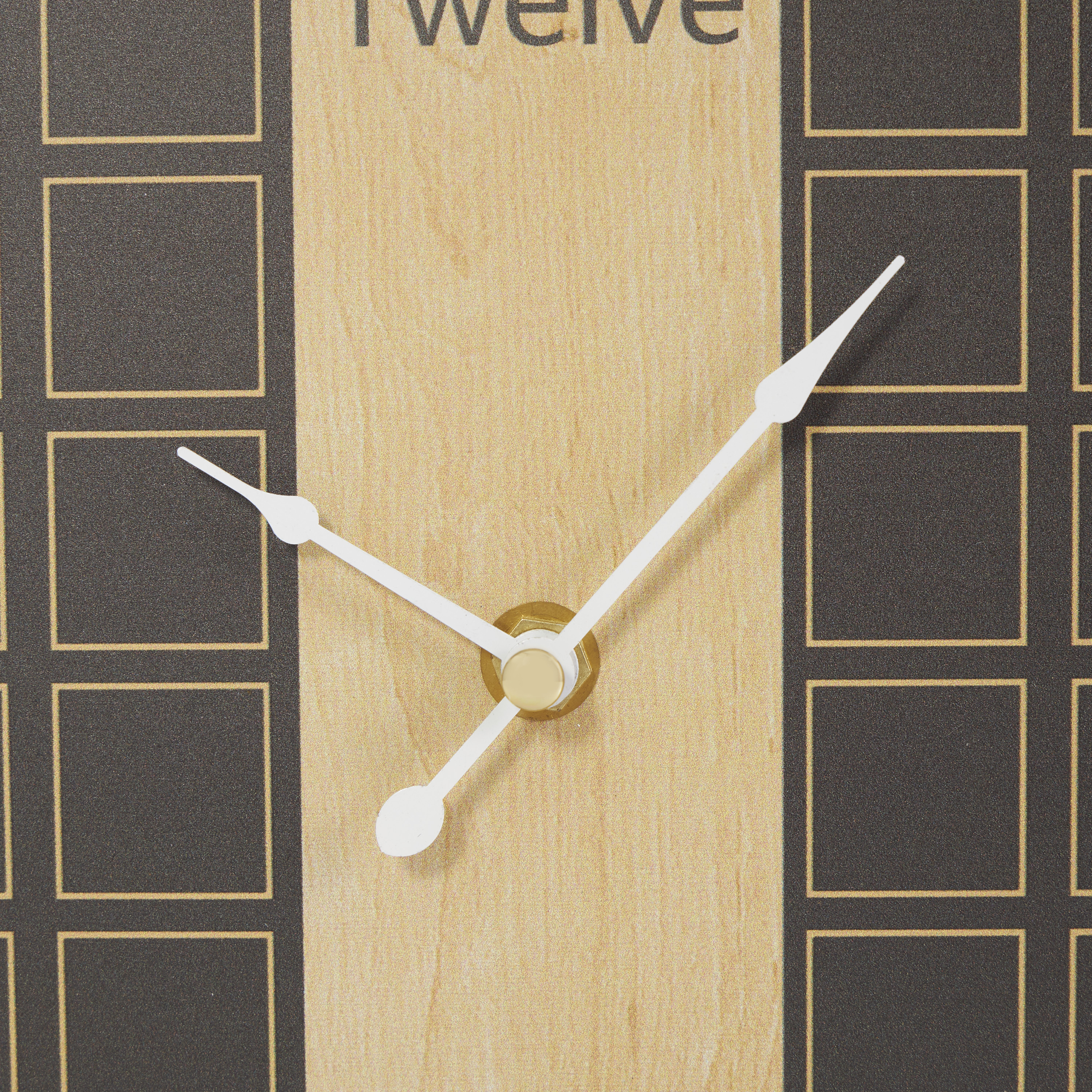 DecMode 9" Black Wooden Geometric Open Frame Square Clock with Grid Pattern