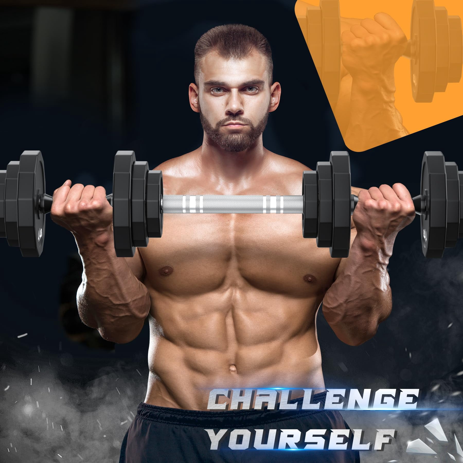 Weights Dumbbells Set  Adjustable Dumbbell Sets 22lbs 44lbs 66lbs 88lbs With Solid Steel Barbell Free Weight Connector Workout Home Gym Equipment For Men Women Strength Shaping