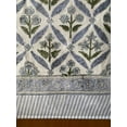 thumbnail image 4 of Ridhi Light Steel Blue and Olive Green 70X118 inch Rectangle Cotton Indian Handblock Print Tablecloth, 4 of 4
