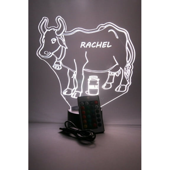 Cow Calf Bull Farm Milk Animal Farming Creature Name Night Light Up Lamp Shape LED Personalized Custom Made Desk Table Lamp, Our Newest Feature - It's WOW, With Remote 16 Colors, Great Gift