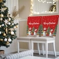 thumbnail image 3 of Merry Christmas Chair Covers Set of 1 Cute Snowman Trees Gifts Snowflake Red Texture Chair Back Covers Stretch Removable Washable Slipcovers Protector for Dining Room Kitchen Party Decor, 3 of 5