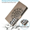 thumbnail image 3 of Mandala Wallet Case for Samsung Galaxy S21 5G,Detachable 2 in 1 PU Leather Flip Case with Magnetic Button Lanyard (9Card Slots+3Pockets+1Driver's License Pocket)-Grey, 3 of 12