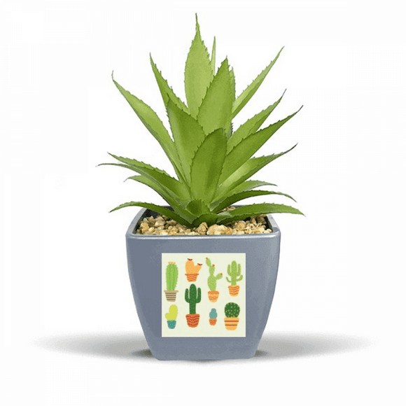 Potted  Cactus Succulents Pattern Fake Pineapple Flower Pot Vase Mini Decor