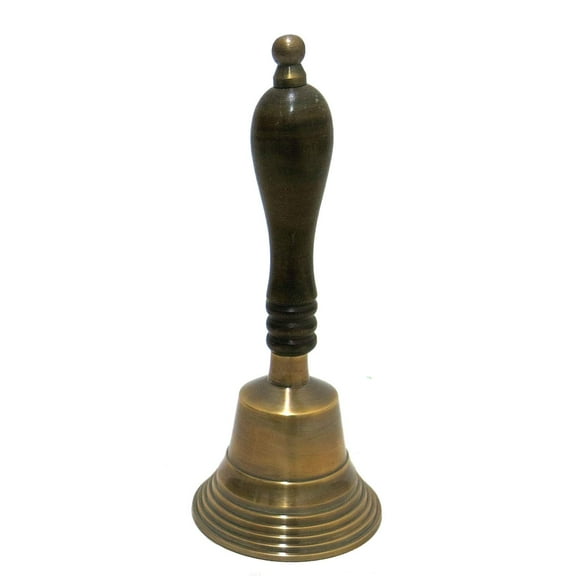 Ages Behind Brass Wood Pooja Bell (8 inch, Black Gold)
