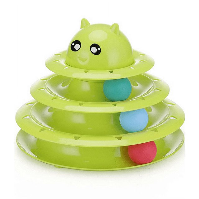 Rodillo de juguete para gatos Ormromra plato giratorio 3 niveles bolas de colores