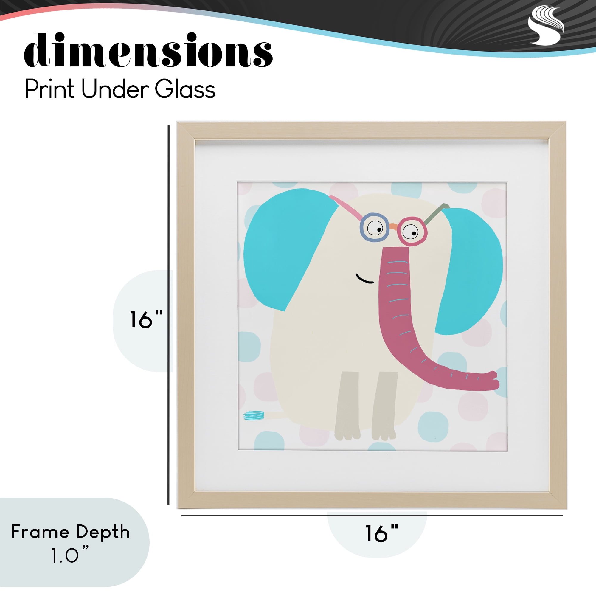 Stupell Industries Electric Blue Elephant Birch Framed Print Under Glass, design by Carla Daly