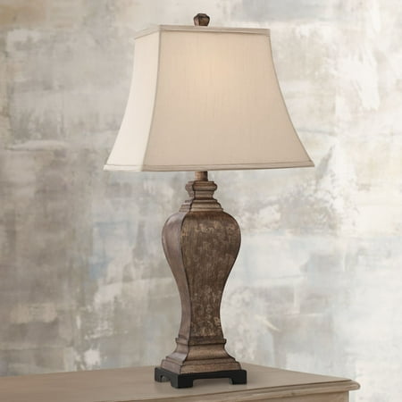 Burgundy Traditional Table Lamp - Regency Hill Traditional Table Lamp Bronze Square Urn Geneva Taupe Rectangular Shade for Living Room Family Bedroom Bedside