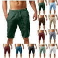 thumbnail image 6 of Lovskoo Cotton Linen Shorts for Men Trendy Casual Summer Solid Color Pockets High Waist Loose Drawstring Knee Lenght Pants White, 6 of 6