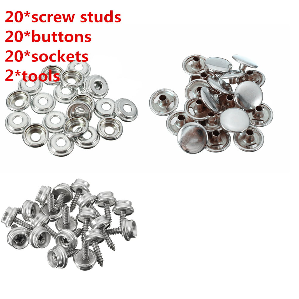 150x Snap Fastener Button Screw Studs Repair Tool Kit Marine Boat Cover Canvas 