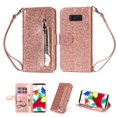 thumbnail image 1 of Case for FOXDOCK Samsung Galaxy S8 Glitter Zipper Wallet Case with Short Hand Strap, 1 of 4