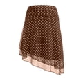 thumbnail image 4 of Arlun Womens Polka Dot Midi Skirt Vintage Asymmetrical Ruffle Hem Sheer Mesh Retro Knee Length Skirts Fashion Going out Summer Breathable Casual Skirt with Double Layer Brown XL, 4 of 4