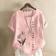 thumbnail image 1 of Karight Womens Cotton Gauze Shirt Dandelion Print Summer Beach Blouse Short Sleeve Casual Loose Comfy Tunic Tops Plus Size, 1 of 4