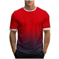 thumbnail image 2 of T-shirts for Men Short Sleeve Round-Neck Gradient Print Casual Sports T-shirt Shirts Red XXL, 2 of 5