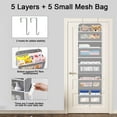 thumbnail image 3 of 5-Tier Over The Door Organizer, Hanging Organizer Closet with 10 Side Mesh Pockets, 44 lbs Load Capacity, Hanging Storage Closet Behind Door Organizer for Bathroom, Bedroom, Nursery, Kitchen, Gray, 3 of 7