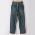 thumbnail image 6 of MIXUE Jeans For Women Solid Color Fashion Loose Button Pocket Washed Polished Waist Ripped Trousers Holiday Wear,Blue,S, 6 of 9