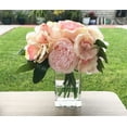 thumbnail image 3 of Enova Home Artificial Peony Rose and Hydrangea Mixed Silk Flowers Arrangement with Clear Glass Vase (Peach), 3 of 5