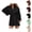 Black, variant on Satin Covered Nights Romper Dress for Women Long Sleeve Button Down Collared Empire Waist Shirt Dress