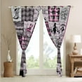thumbnail image 4 of Pink Western 38"Wx45"L 30%-50% Blackout Curtains Bedroom Country Cowgirl Curtains & Drapes West Bull Horse Window Curtains Rustic Farmhouse Buffalo Plaid Window Treatments 2 Panels, 4 of 6
