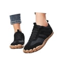 thumbnail image 3 of KANG Fashion Women's Wide-Toe Casual Sneakers, Minimalist Barefoot-Style Shoes, Platform Chunky-Sole Comfort Walking Shoes, Couples' Style Leather-Upper Athletic Shoes Black 43, 3 of 9