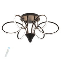 30 In. 6-Light Black Integrated LED Dimmable Semi-Flush Mount for Living Room Bedroom, with Remote Control