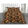 thumbnail image 2 of Ambesonne Floral Quilted Coverlet 3 Pcs, Retro Effect Peony Pattern, Queen Size, Dark Olive Green and Orange, 2 of 4