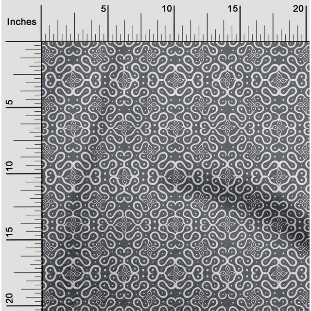 oneOone Cotton Cambric Fabric Leaves & Swirl Block Decor Fabric Printed BTY 56 Inch Wide